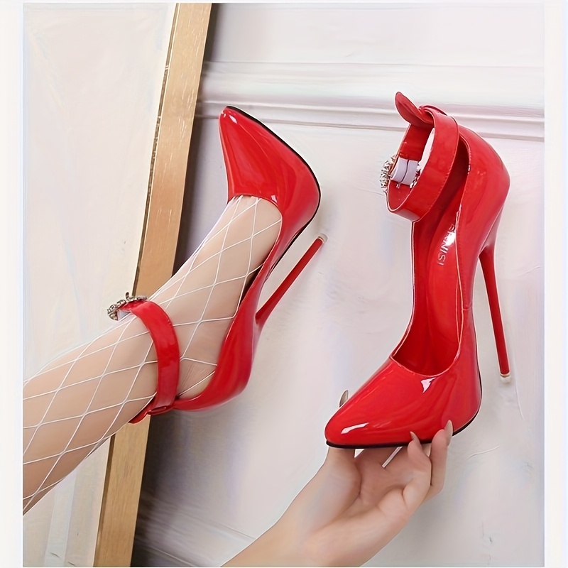 womens red stiletto heels with metallic     accents 16cm   thin heels pointed toe pu cover dress shoes for nightclubs parties weddings   fashionable   stiletto heels