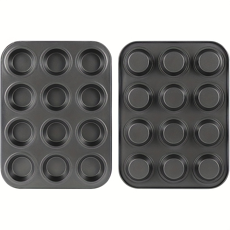 

2pcs, Muffin Pans, 10.2''x13.7'', Non-stick Baking Cupcake Pan, Carbon Steel Pudding Molds, Oven Accessories, Baking Tools, Kitchen Gadgets, Kitchen Accessories