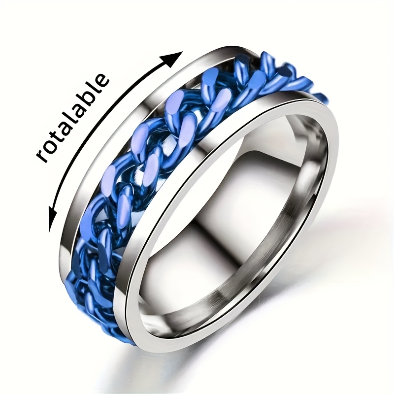 4 cool mens rotating chain links casual stress relieving   stainless steel rings exquisite mens accessories jewelry daily wear banquets parties holidays birthdays weddings anniversaries gifts souvenirs Product details 3