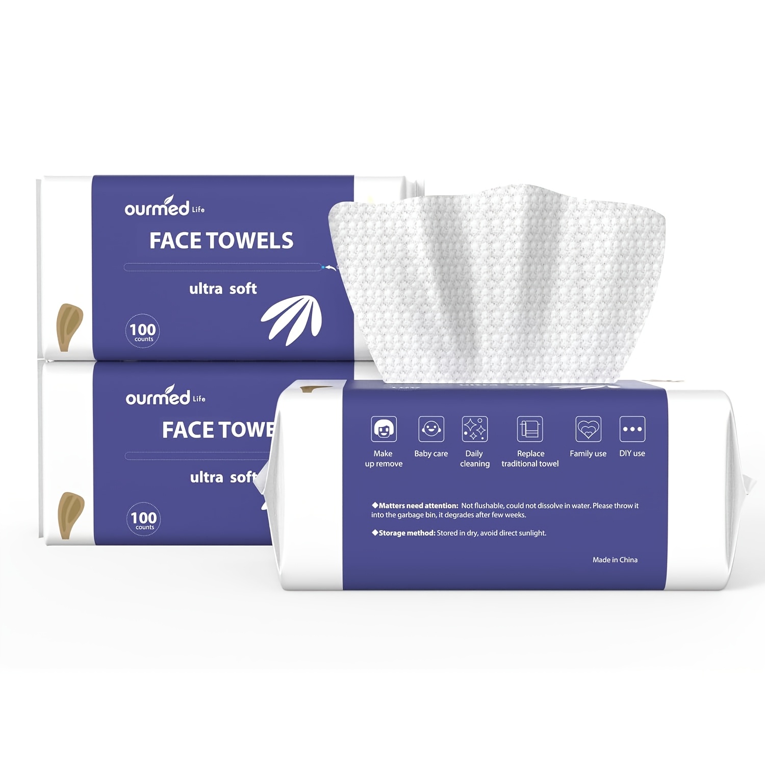 TEMU Face Towels, Disposable Clean Facial Wash Cloth For , Lint- Free Facial Towels For Cleansing, Skincare And Makeup Remover, Dry Wipes, 300 Count