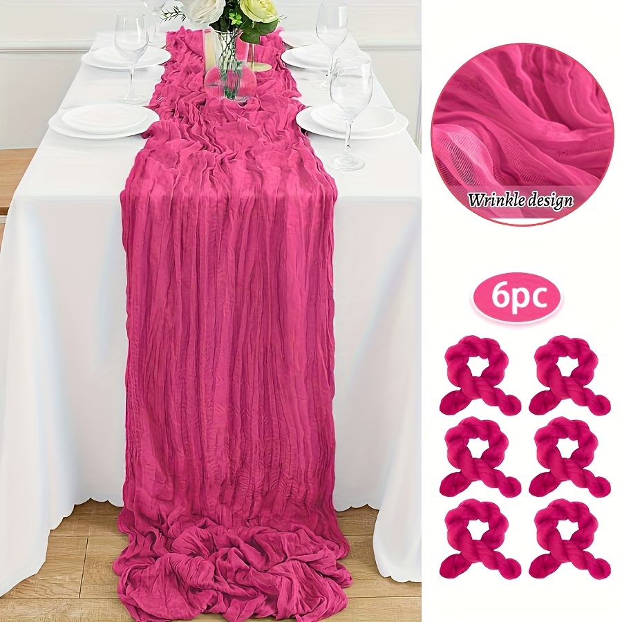 E-shop 6 Stück Tischläufer Knitterfreier Lauf, Gaze-Tafeltuch Bohemian Landhaus-Dekor Hochzeitsempfang Dusche Feiertagsdekoration Festliche Platzierung