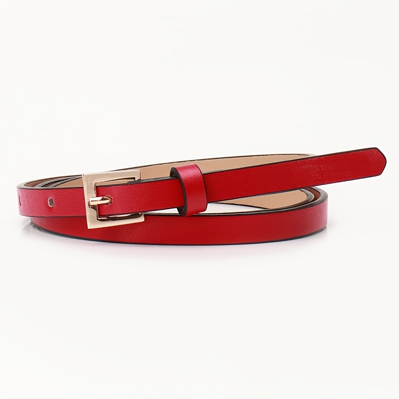 TEMU 1 pièce Ceinture fine décorative pour femme, petite boucle carrée simple et tendance, couleur bonbon, polyvalente pour robe