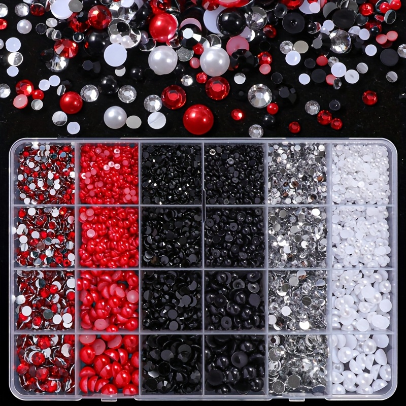 

5300pcs And Rhinestones Kit, 3mm-8mm , Red, Rhinestones For Art Eye Makeup, Jewelry Making, Art Crafts Diy, Art Decoration