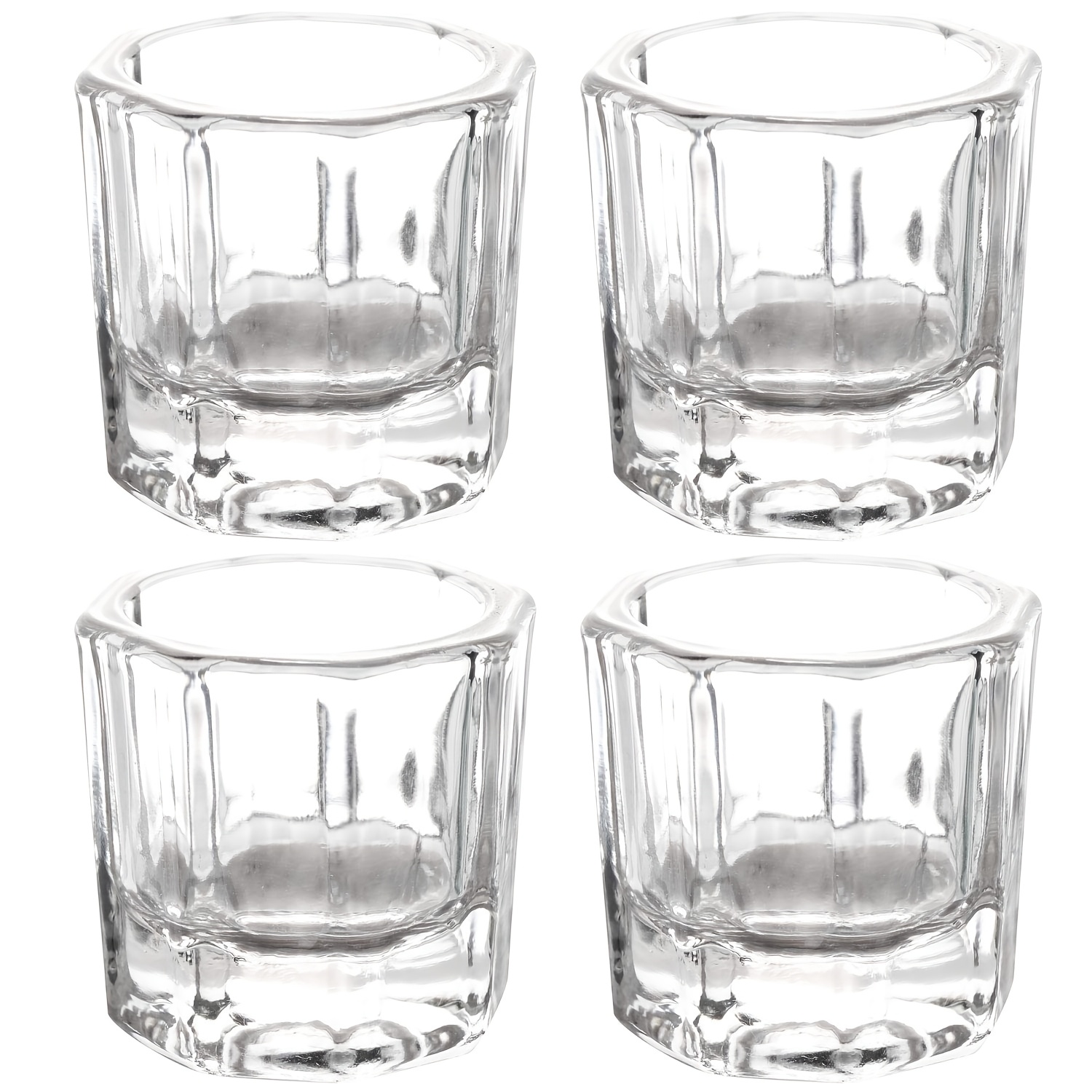 Image of 4pcs Dish Cups For Nail Art - Glass For Nail Monomer Liquid Bowl Dampen Dish Acrylic Powder Holder, Acrylic Glass Jar For Nails