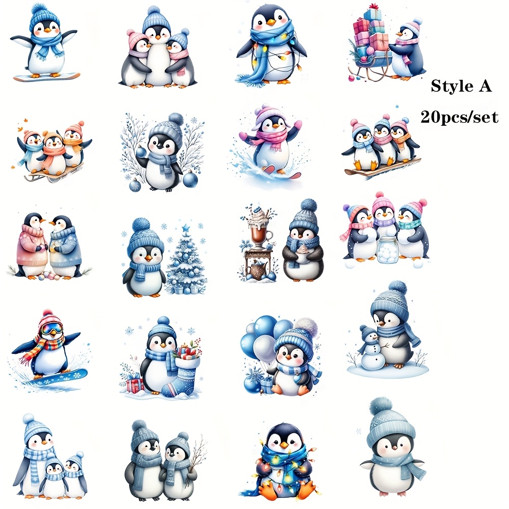 Image of 20pcs/set Winter Penguin Craft Stickers Decoration 2d Flat