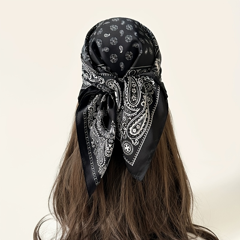 Printed Square Scarf, 4 Styles Of Patterns, Multi-functional Use, Headscarf, Neck Scarf, Shawl, Etc., Material, Texture, Fashion Item