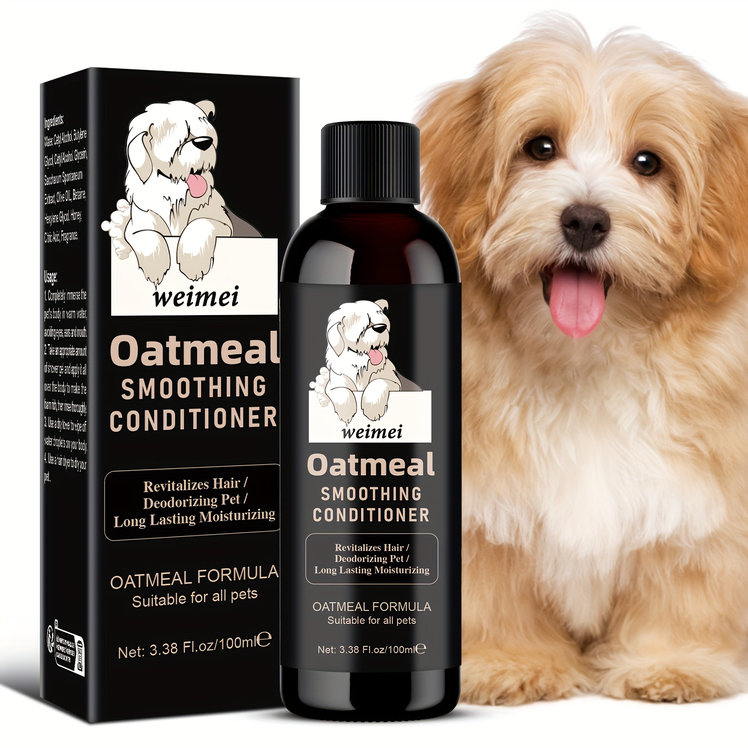 

100ml Dog Shampoo & Conditioner, Hypoallergenic Moisturizing Soothing Deodorizing Pet Body Care, Safe Puppy Shampoo
