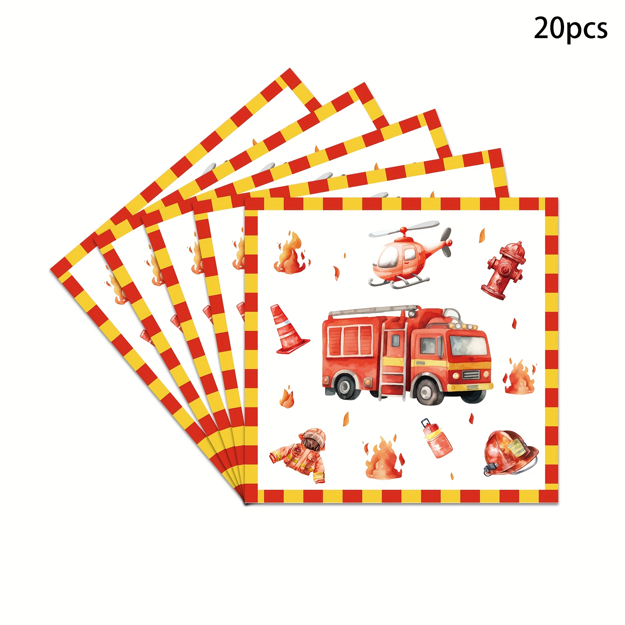 E-shop 20er-Pack Feuerwehr-Party-Servietten, Feuerwehrmann-Geburtstagsdekorationen, Einweg-Papiertücher für festliche Anlässe, Innen- und Außendekor,