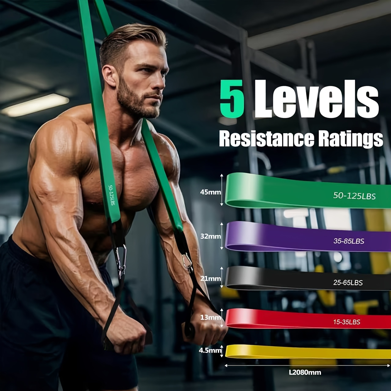 [Assistance with Pull-Ups] 5-Level Pull-Up Bands Set | Calisthenics, Bodyweight Workouts, Muscle Toning, Yoga, Stretching