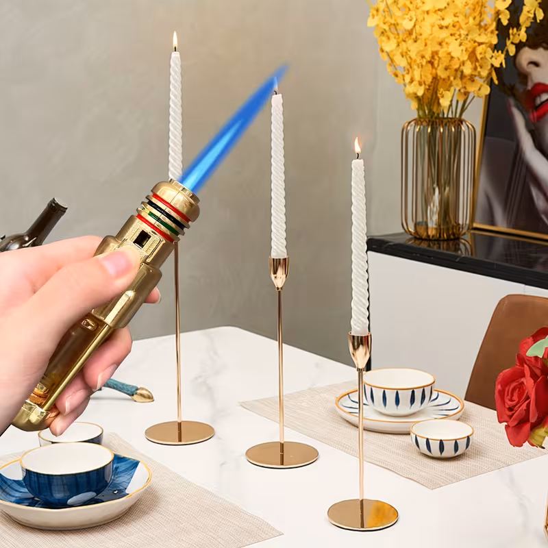 no fuel included metal lighter luxurious polished windproof refillable fuel jet adjustable blue flame lighter with tank made of alloy easier experience Product details 2
