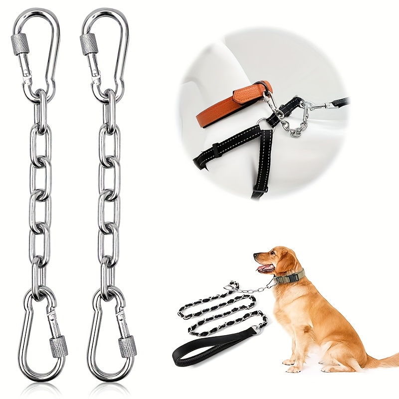 TEMU 2/1pc Dog Collar Spare Clip, Chew-proof Double-ended Spare Metal Safety Pet Dog Leash Connector, Heavy-duty Chain Safety Clip For Paw Collar, Dog Harness