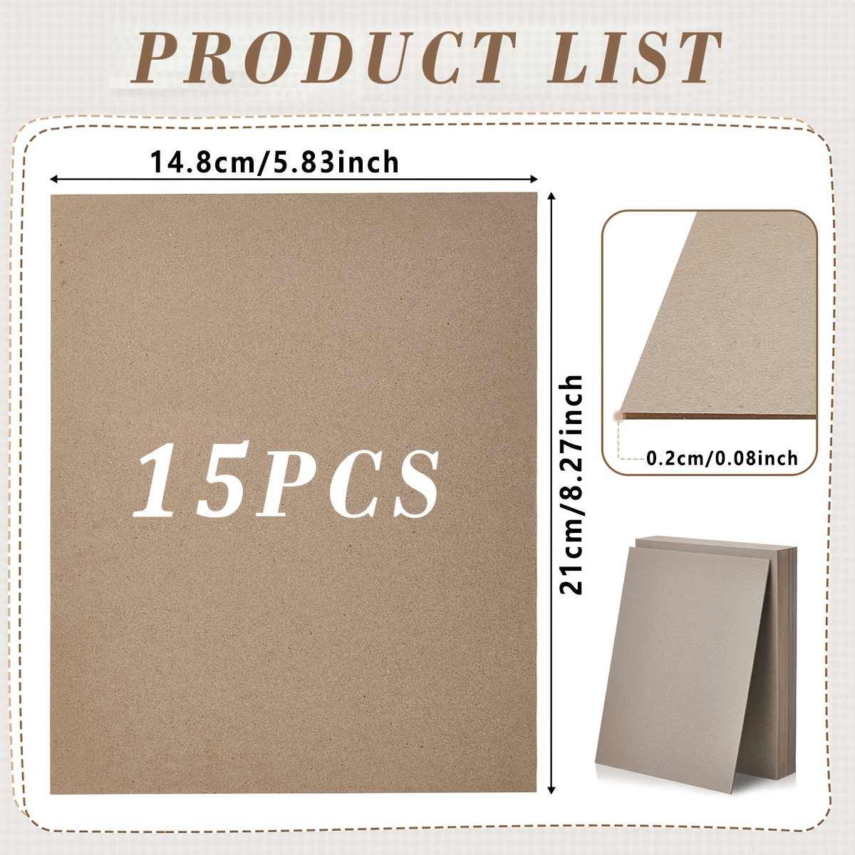 TEMU 15pcs Hard Cardboard For Scrapbooking Cover Making - 2mm Thickness Scrapbook Craft Cardboard, Suitable For Scrapbooks, Model Making, Paintable