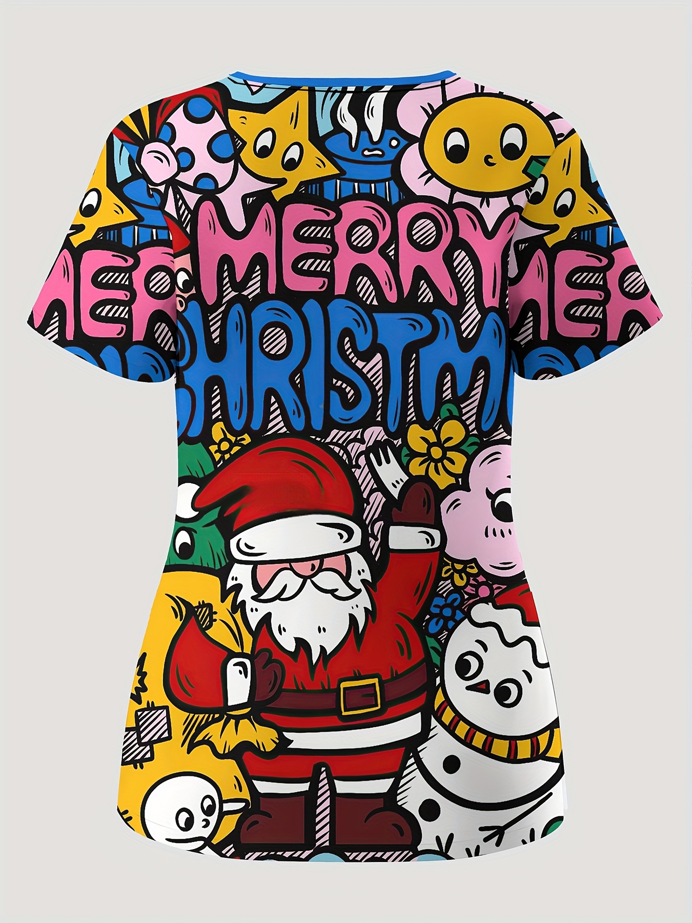 womens v neck christmas themed scrub print festive - Temu Germany, image size:800x1067