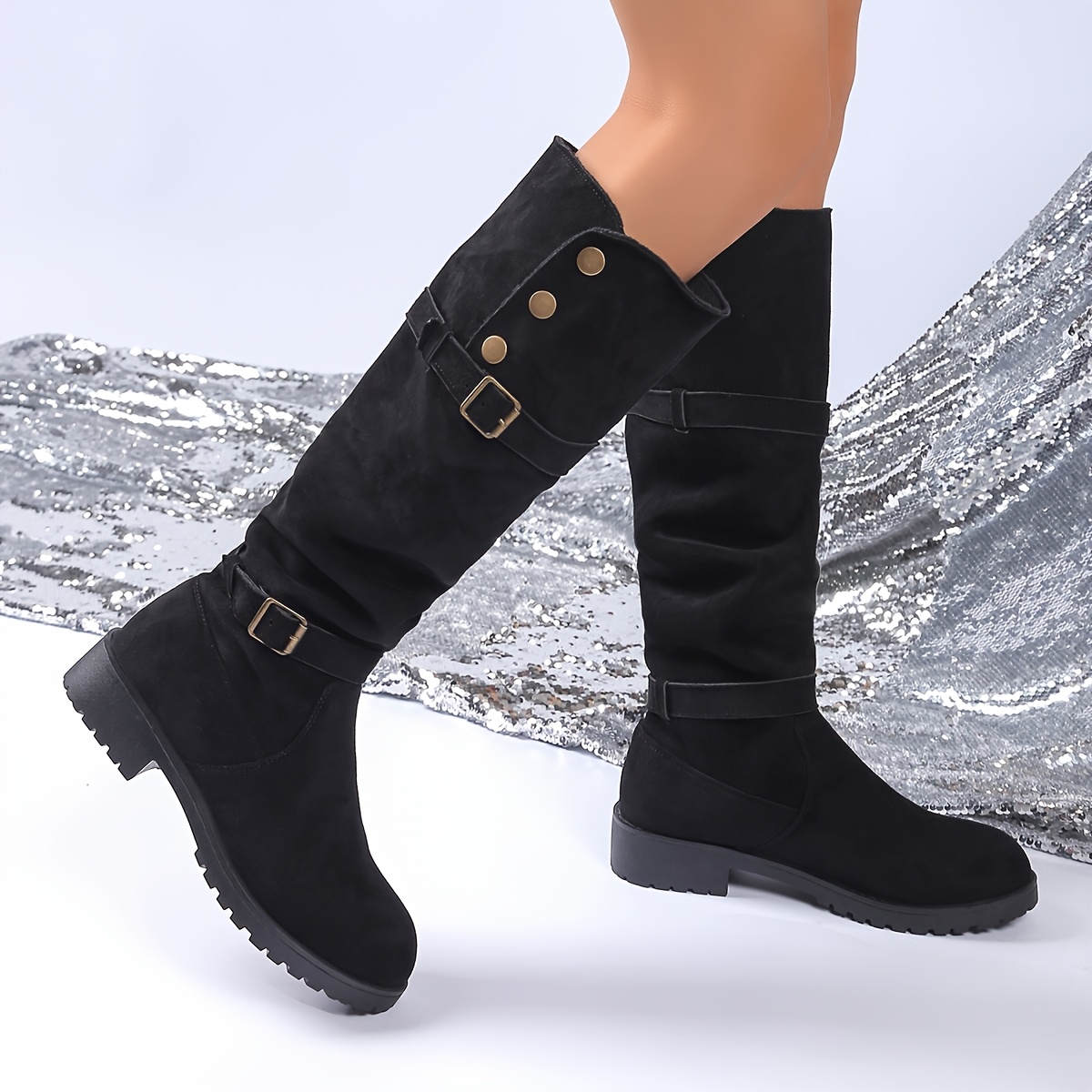 Botas Casuales Botas Mujer Media CaÃ±a Zapato Botas Negras Media