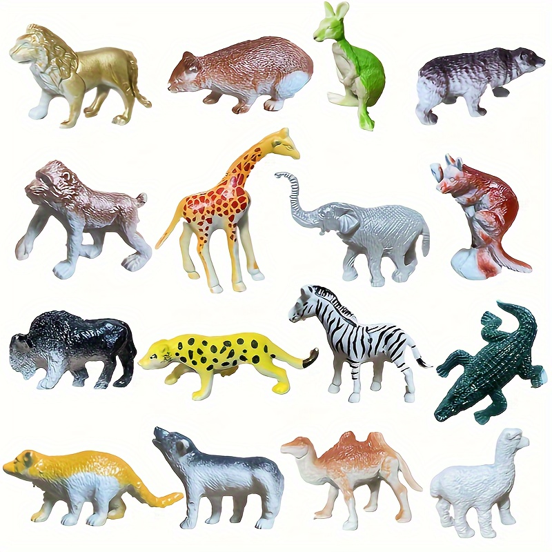 

16 Pack Simulation Wild Animal Children's Toy Model Small Animal Halloween Christmas Gift Small Giraffe Camel Elephant Kangaroo Cow