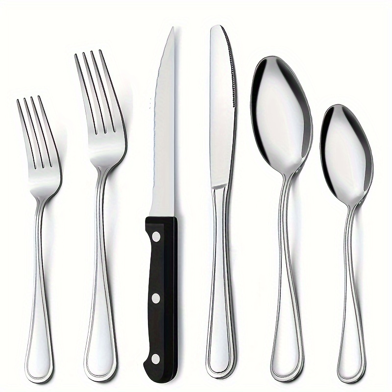 

72 Piece Silverware Set Includes 12 Steak Knives Service, Premium Stainless Steel Cutlery Set,, Spoon And Fork Set, Dishwasher Washable, Stylish Design