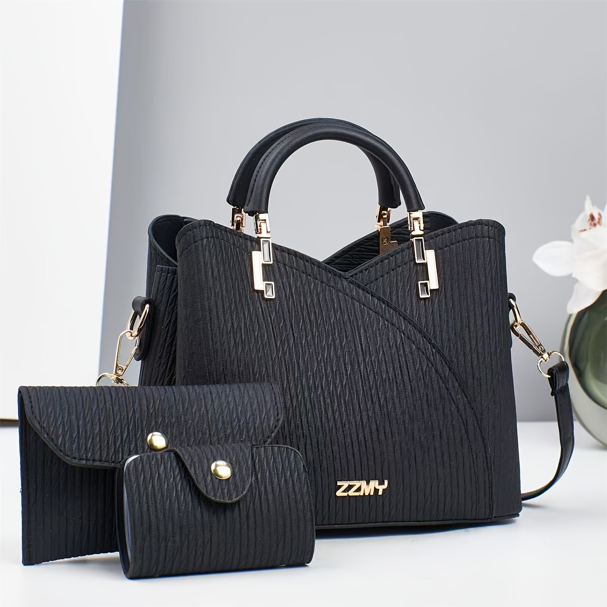 3pcs Set of Stylish Striped Handbags, a Versatile Large-capacity Crossbody Bag with a Fashionable Design. New Stylish Women's Small Square Handbag/crossbody Bag, Versatile and Casual, Multi-layer with Large Capacity, Can Be Worn as a Single-shoulder