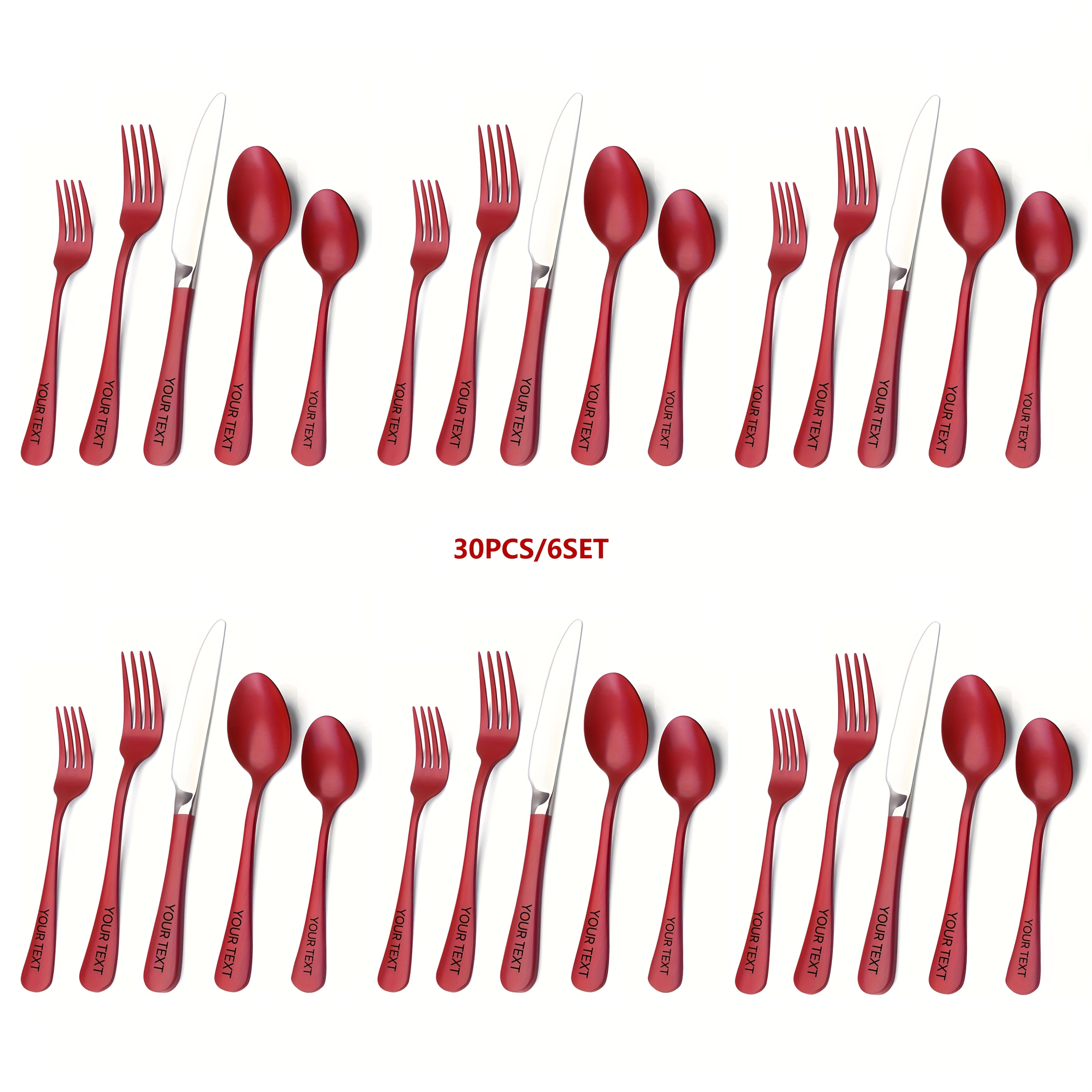 personalized set of 5 20 30 40pcs of red stainless steel cutlery suitable for kitchen and dining featuring   polished knives and safe for dishwasher use Product details 5