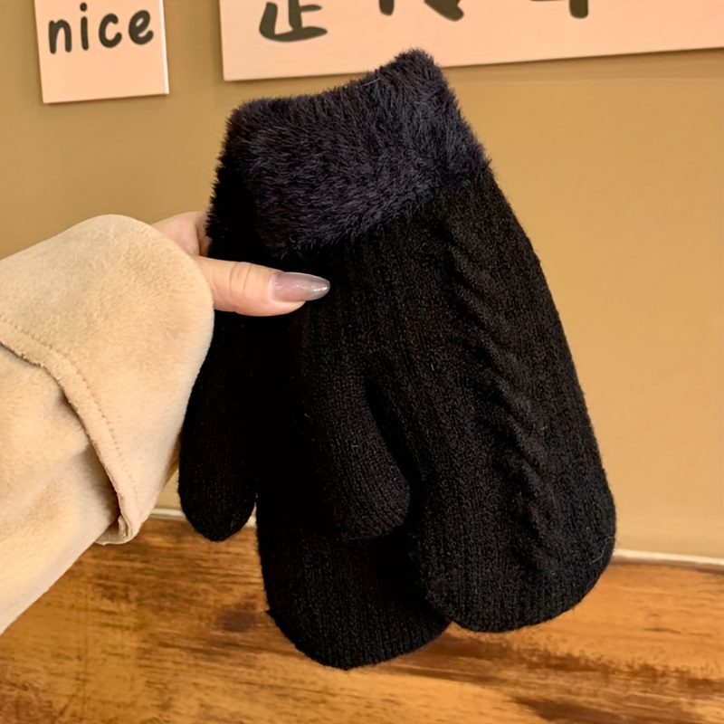 TEMU New Double Gloves For Women In Winter Cute Thickened Plush Cycling Warm And Cold Proof Adults Can Choose And Women Fried Dough Twists Thickening