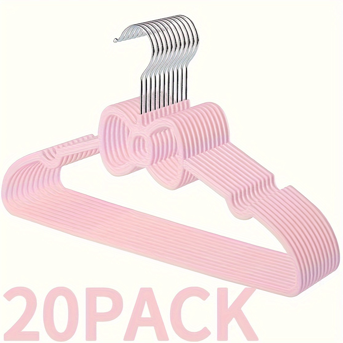 20pcs Cute Bow Hangers - Space- Plastic Clothes Hangers In Pink, Black, And White, Aesthetic For Teens, Dorms, And Kawaii Rooms, Ideal For Shirts, Skirts, Pants, And Coats, Clothes Organizer Storage