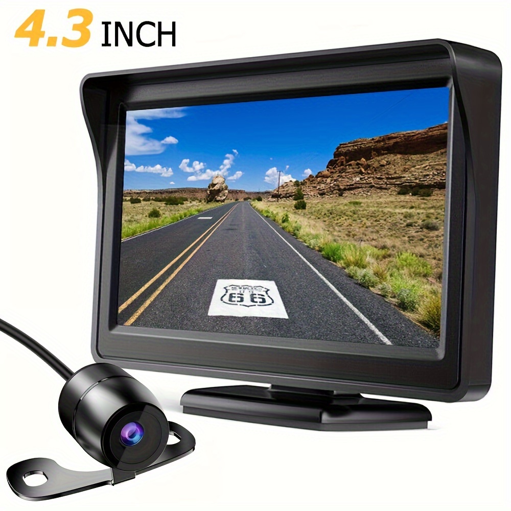 TEMU Bileeko Car Rear View Backup 4.3 Inch Monitor With Reverse Camera Parking Assistant For Car Pickup Suv Truck Trailer-easy Connection, Without Battery