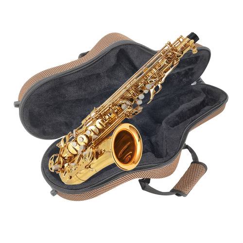 draagbare lichtgewicht altsaxofoonkoffer geschikt voor schouderdragen & reizen, duurzame hoes met opbergvak voor accessoires, bruine koffer voor oefenen, optredens - voor altsaxofoon instrumentendrager