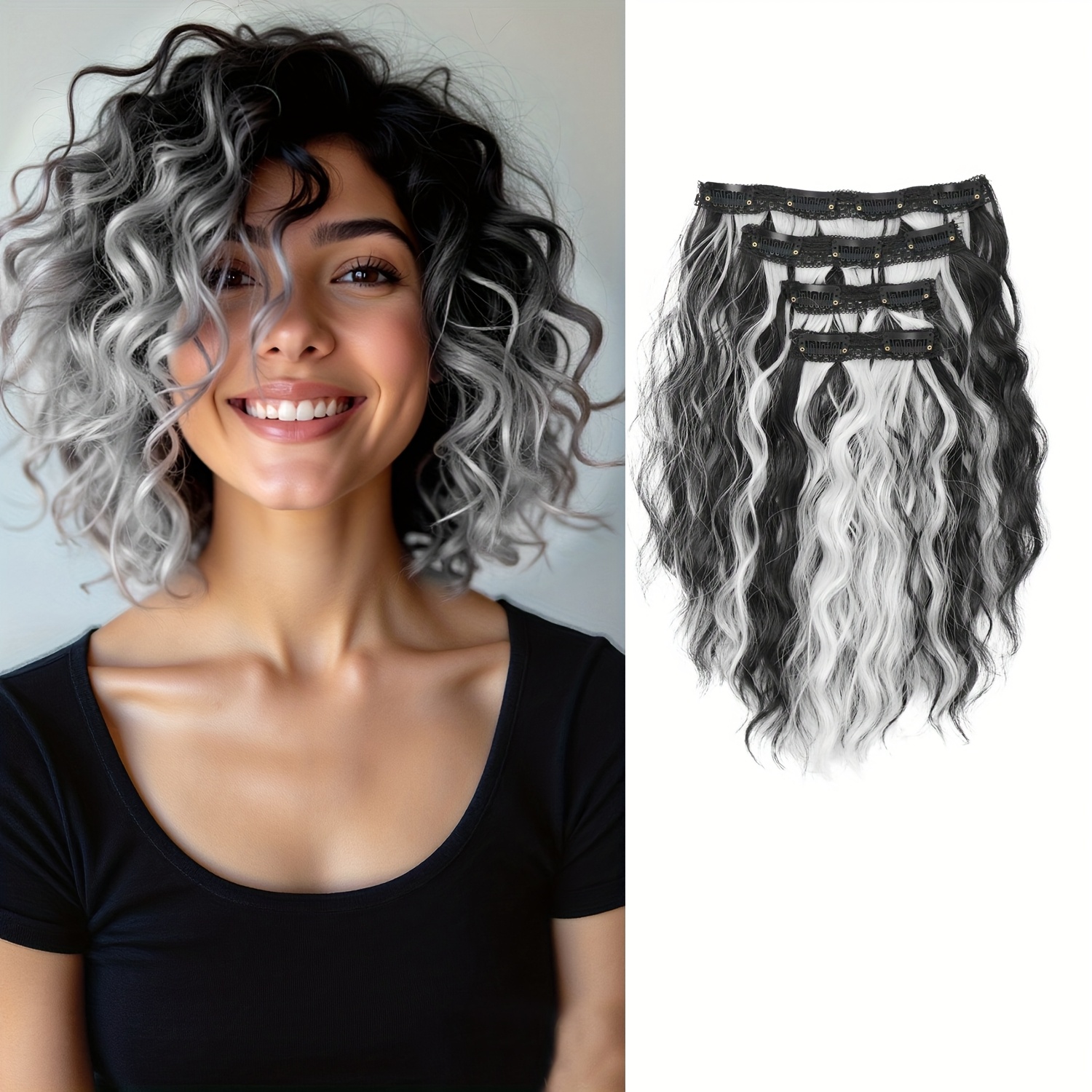 E-shop Kleine lockige Haarspange für Haarverlängerungen zur Erhöhung des Haarvolumens, Haarverlängerungen, synthetisches, hitzebeständiges Material,