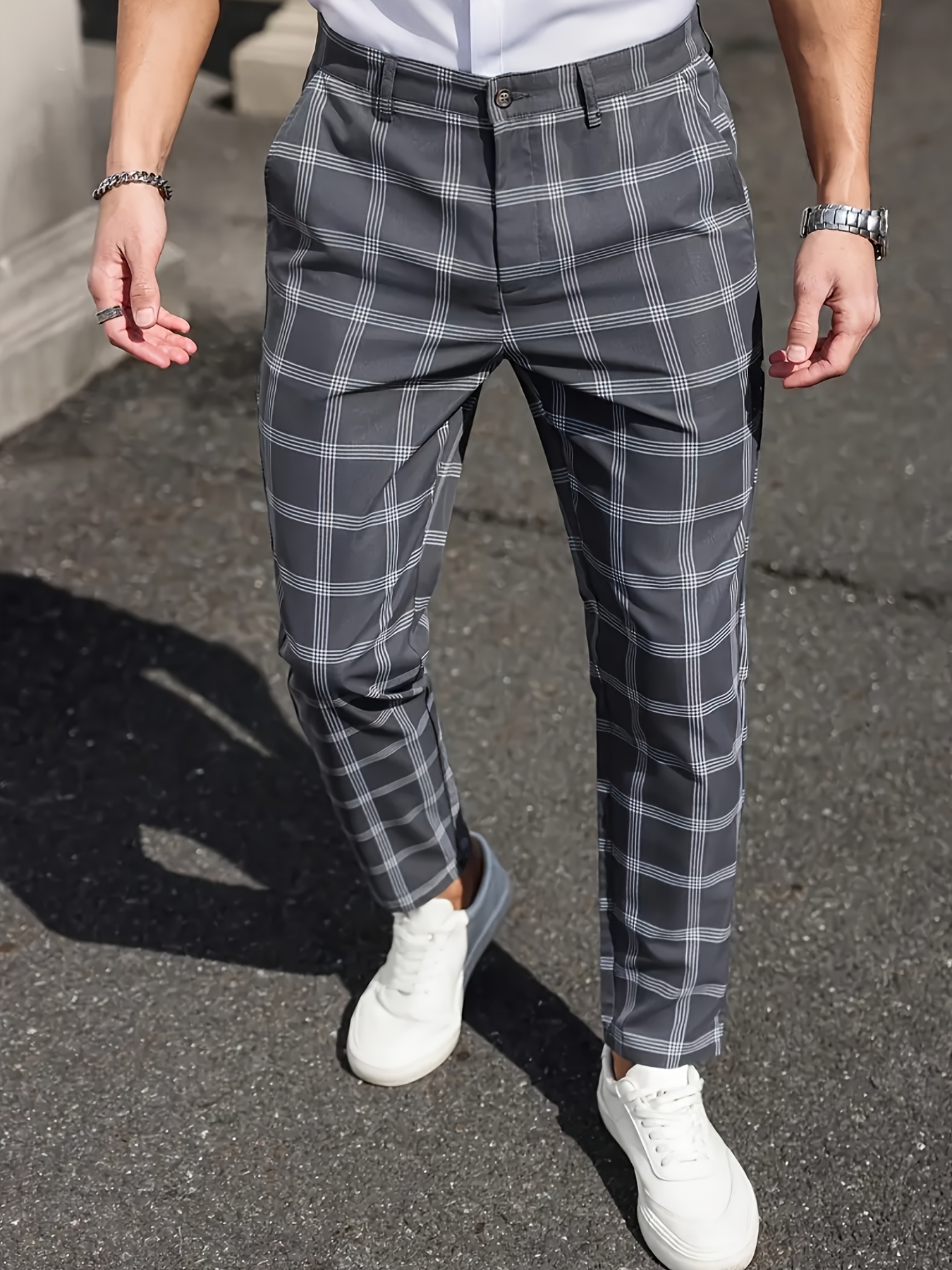 mens fit plaid dress pants season business Temu Kuwait