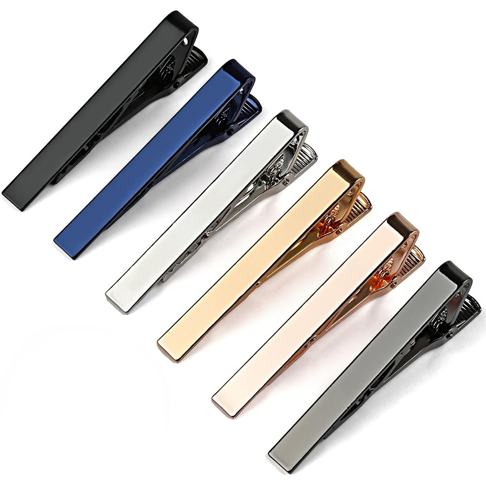 E-shop 6er-Pack Herren Krawattenclips, klassische glänzende und glänzende Krawattenstange, ideal für Vater, Ehemann, Freund, Business, Hochzeit,