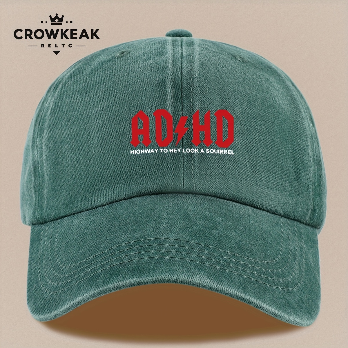 Unisex Vintage "ADHD" Printed Baseball Cap, Adjustable Trucker Hat