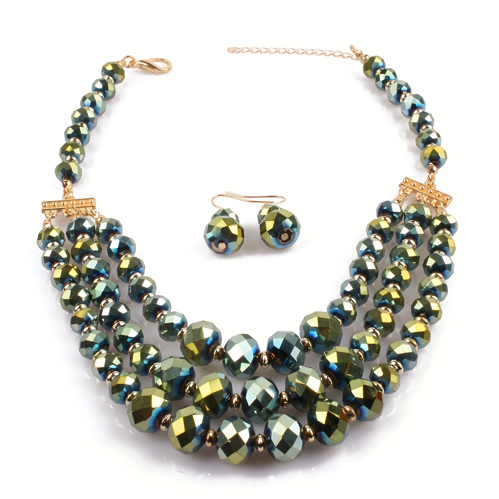 3pcs Earrings Plus Necklace Set Evening Party Decor Birthday Gift