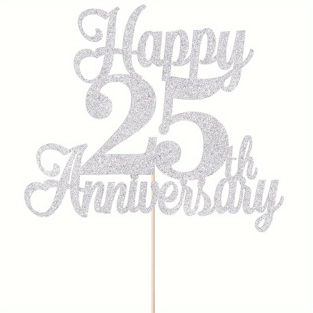 1pc 25th Anniversary Cake Arrangement, Cake Top, 25th Birthday Party Decoration, Cake Decoration, Photo Props, Wedding Anniversary Scene Decoration, Birthday Cake Decoration