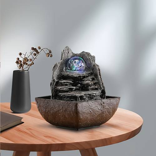 item picture 1pc resin zen desktop fountain with usb powered indoor waterfall for meditation relaxation home office bedroom decor suitable for room types