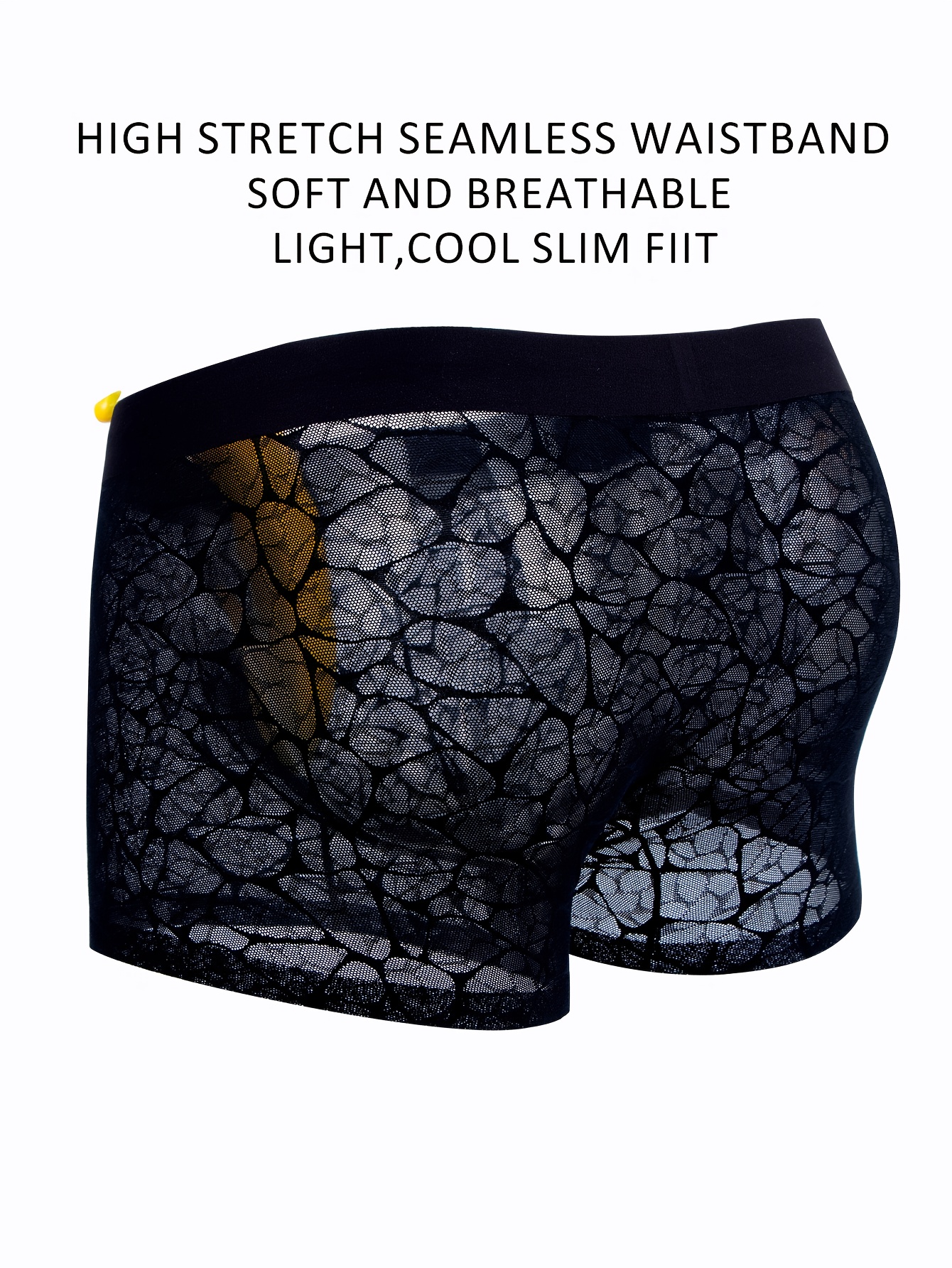 1pc mens sheer lace boxer briefs high stretch nylon elastic waistband breathable mesh design lightweight   fit for daily wear sports underwear comfortable undergarments sensual lingerie soft fabric stylish undergarments   casual undergarments sleek undergarments stretchy underwear  
