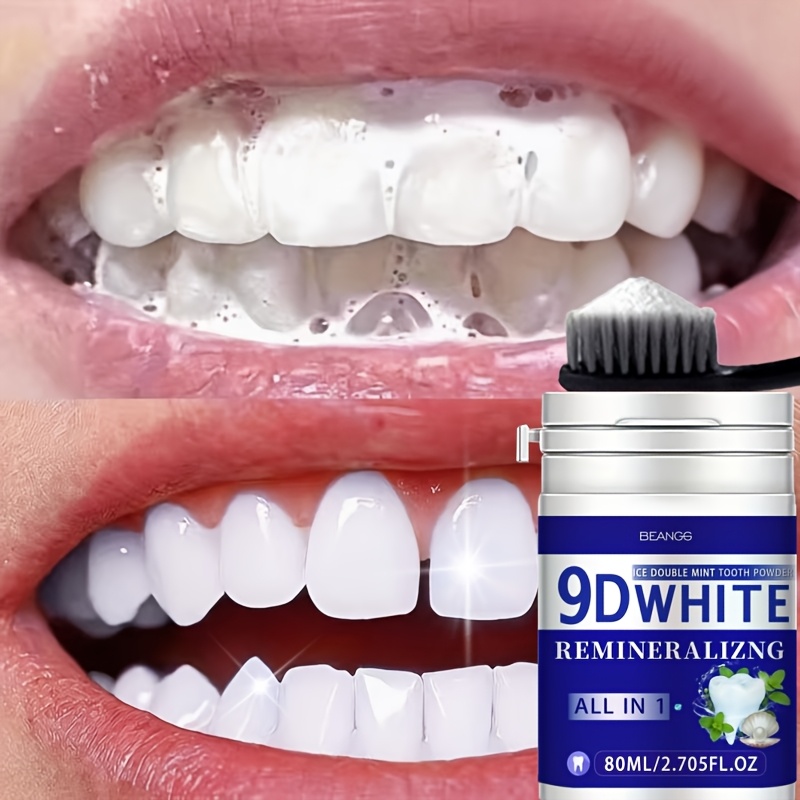 Image of 1 Bottle 80ml 9d White Hydroxyapatite Tooth Powder, , Remineralizing Tooth Powder, Deep Cleaning, , Ideal For Oral Health & Hygiene Gift For Women Men, Breath Freshener, Toothpaste, Tooth Cleaning