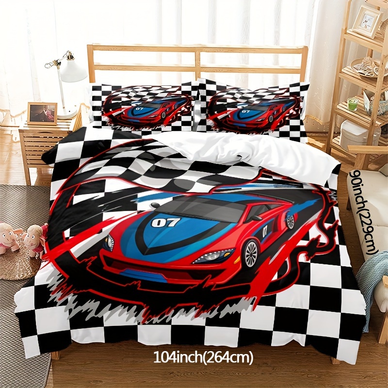 racing car quilt cover black white cartoon car bedding Temu United Kingdom