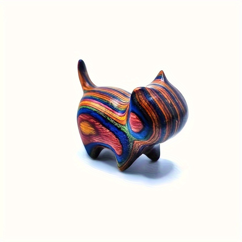 

Charming Wooden Cat Figurine With Carved Handlebars - Artistic Craftsmanship, Perfect For Home Decor & Unique Gift Idea