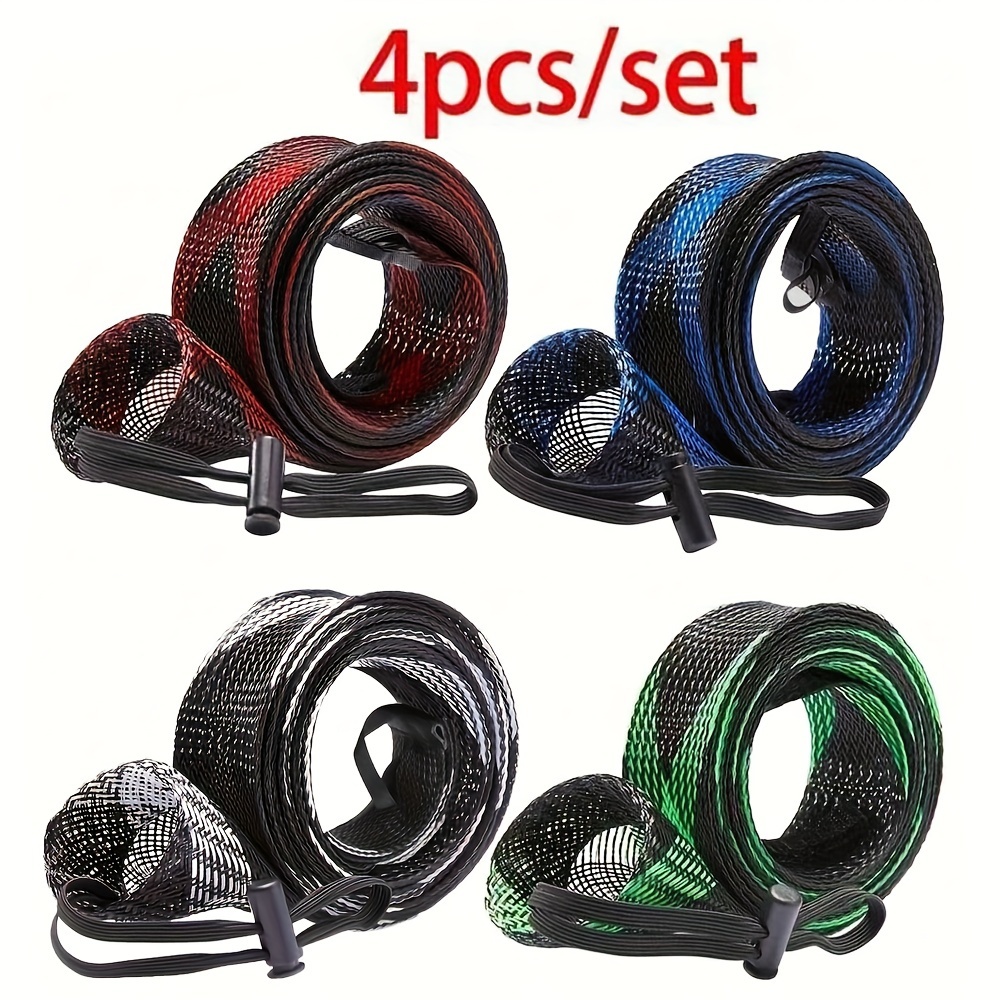 

4pcs Pet Fishing Rod Sleeve Set With Lanyard, Mixed Colors - Ideal For Fly, & Casting Rods Storage, Fishing Rod And Reel