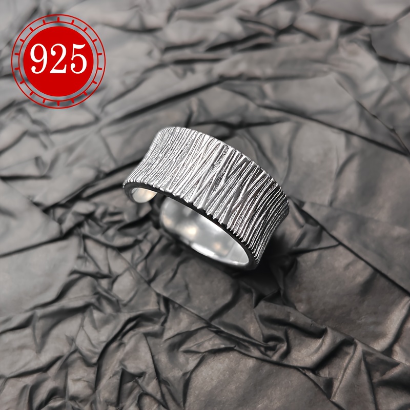 925 Silver Hypoallergenic Geometric Texture Ring