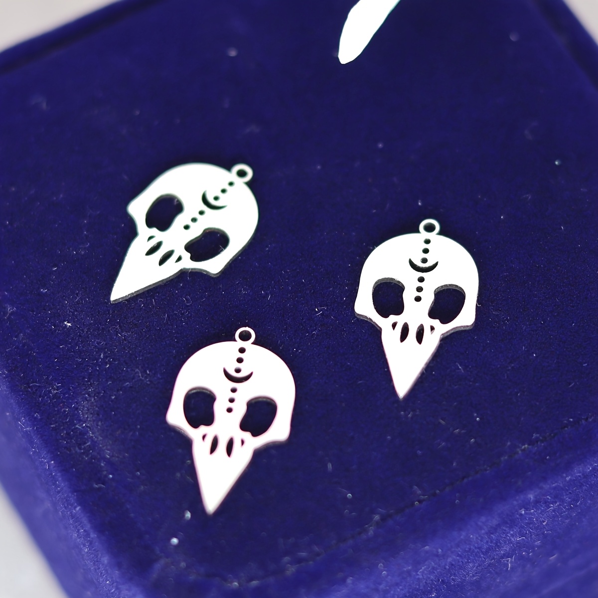 TEMU 3 Stk. Punk-Gothic-Totenkopf-Anhänger aus Edelstahl, Tier-Vogel-Schädel-Anhänger für Schmuckherstellung, DIY-Halsketten, Ohrringe, Zubehör