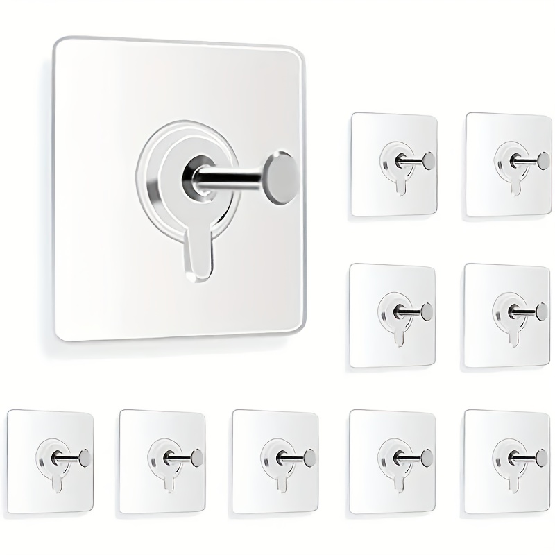 

10pcs Easy-install Self-adhesive Wall Hooks - 5.9kg Capacity, No-drill Installation For Pictures, Bags & More