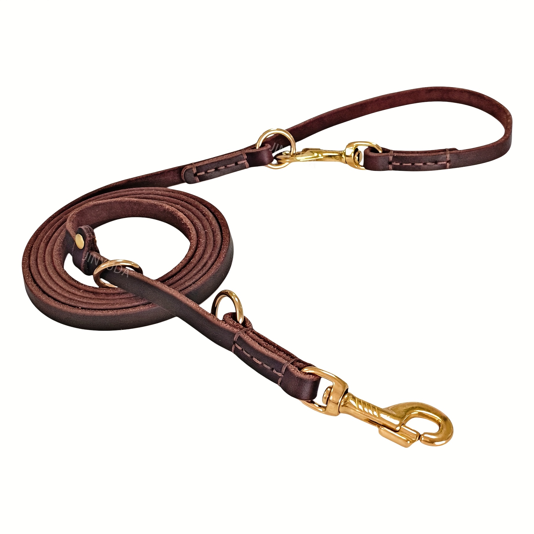 Dog Leash - 8-foot Double-ended Dog Training Leash, Soft And Comfortable Top-grain Cowhide, Durable