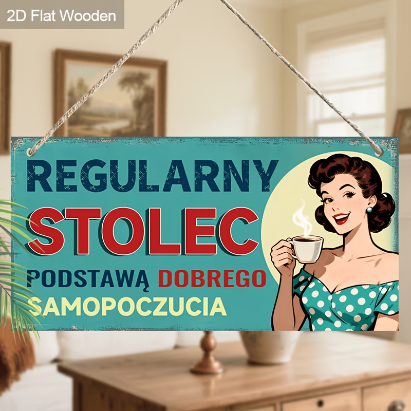 TEMU 2d Flat, 2d Flat Decorative Sign And Plaque, 1pc Fun Polish-style Hanging Ornament | 7.87×3.94 Inches, Humorous Polish Quote 'regularny Stolec