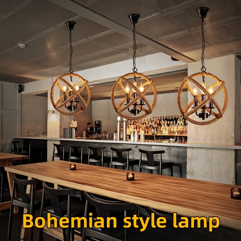 retro nostalgic hemp rope chandelier loft industrial wind internet caf restaurant hot pot restaurant wrought iron hemp rope chandelier american creative retro small chandelier lamps   details 0