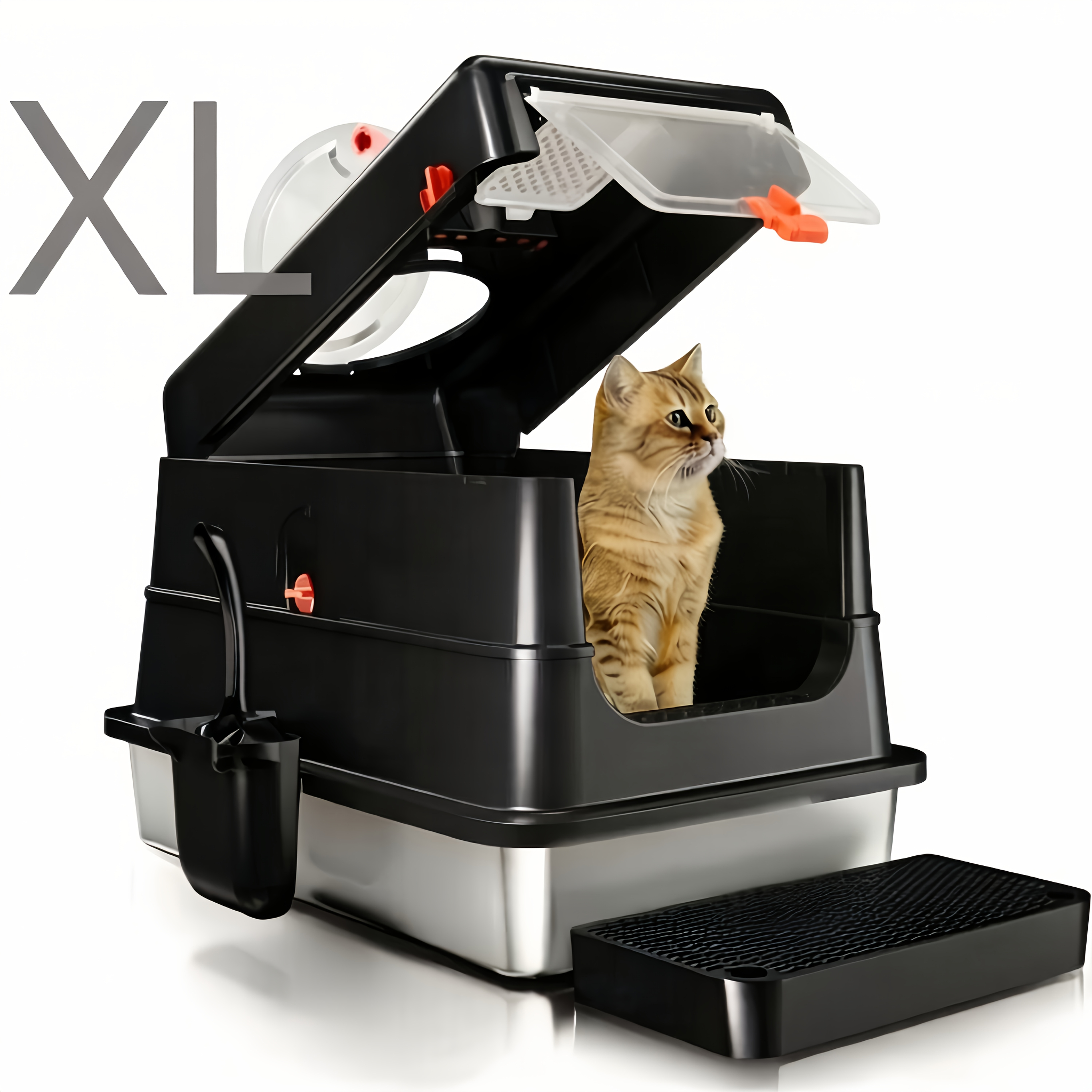 stainless steel cat litter box sold on Temu United States