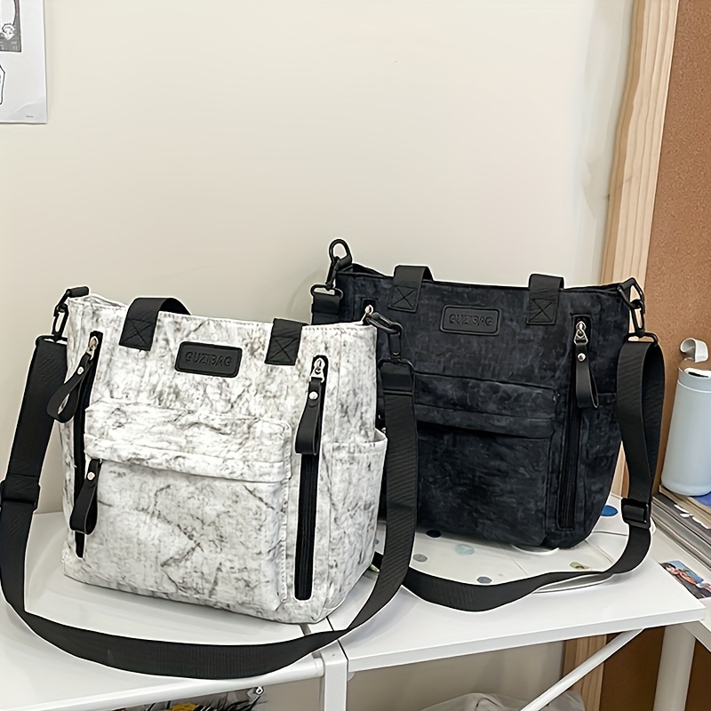 Fashionable Women's Marble-Pattern Tote Bag, Versatile Crossbody