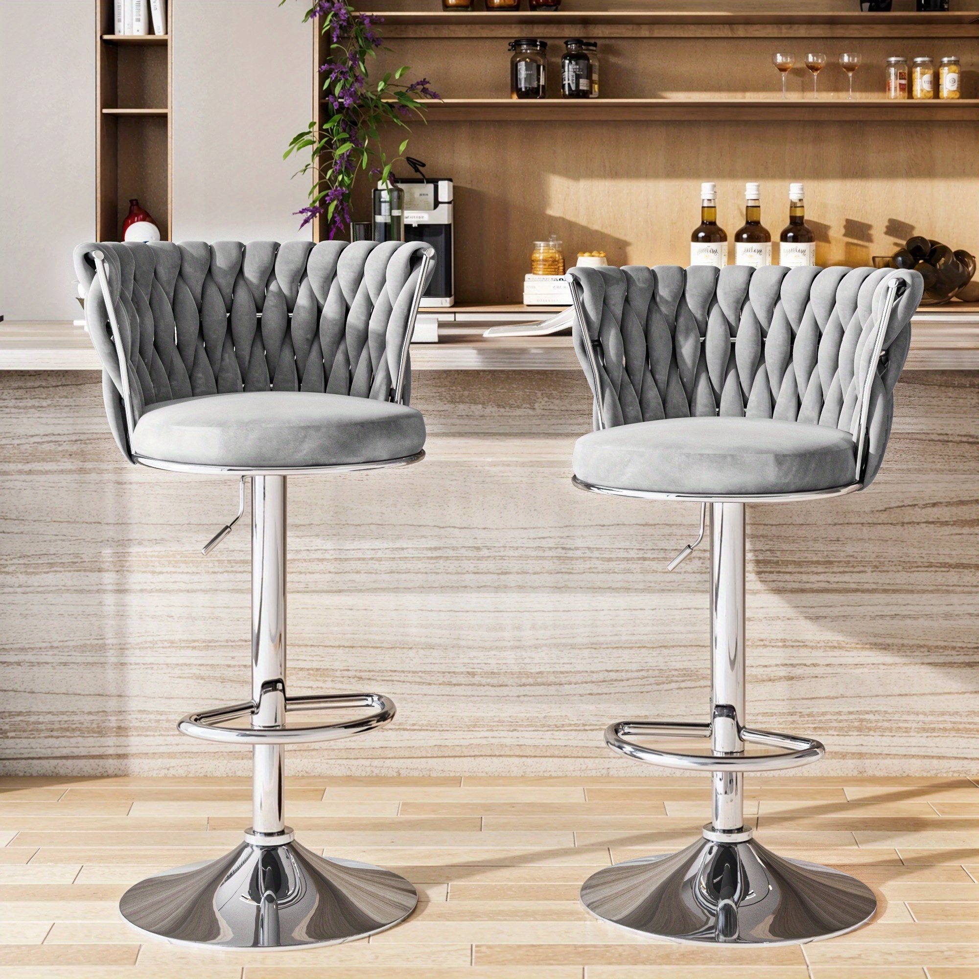 TEMU Lamerge Bar Chair Set, Two-piece Metal Chair, Adjustable Height Living Room Chair, Ergonomic Bar Chair, Suitable For Living Room, Bar, Kitchen,