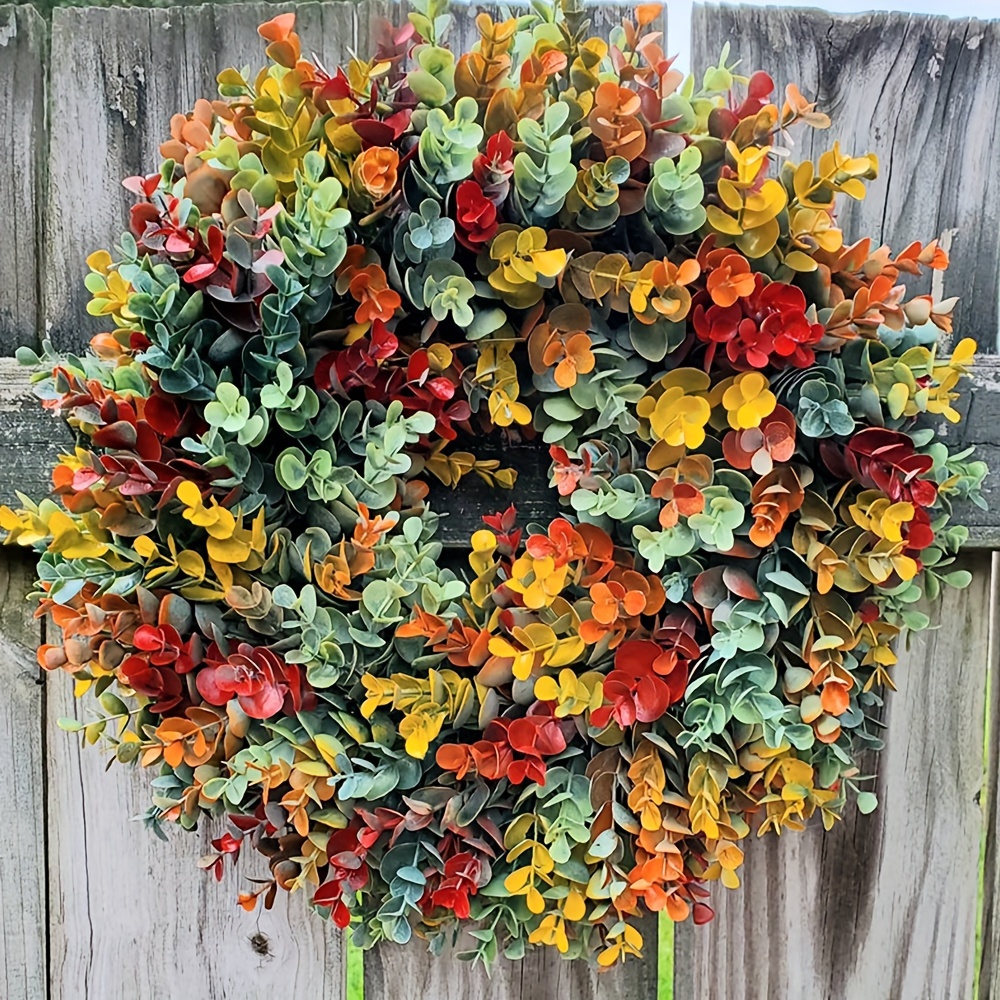 

14.96" Autumn Harvest Wreath - Perfect For Thanksgiving & Fall Decor, No Power Needed, Feather-free, Ideal For Front Door Or Window Display