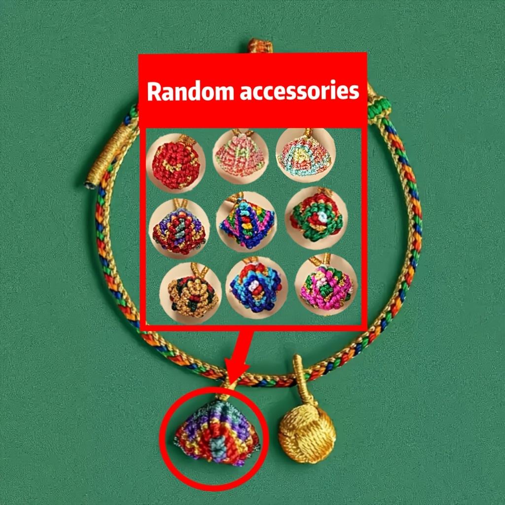 1pc Handmade Colorful Woven Bracelet With Vibrant Bead Pendant