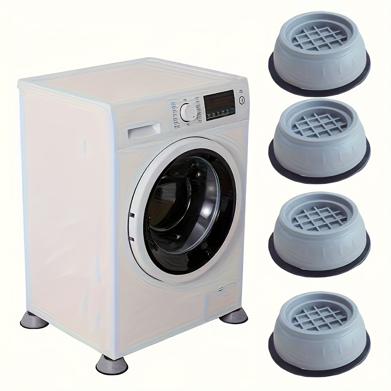 poza articolului 4 bucăți Suporturi Antivibrații Mari pentru Mașini de Spălat - Design Rezistent din Plastic 100%, Reducere Zgomot și Absorbție a Șocurilor, Grilaj Anti-Alunecare, Gri, Protecție Podea pentru Aparate, Accesorii Esențiale Cameră de Spălătorie, Material Durabil, Design Compact
